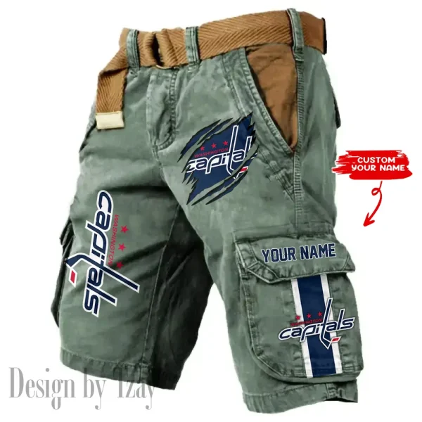 Washington Capitals Pocket Print Cargo Shorts (Belt Not Included) trending 2025 S9MCS374 - Image 2