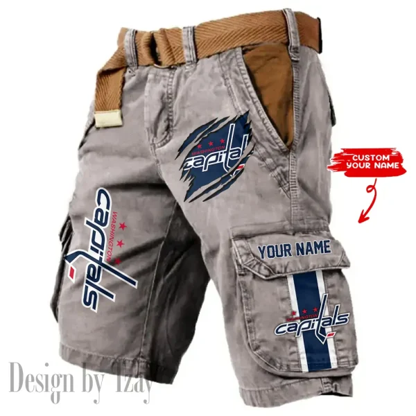 Washington Capitals Pocket Print Cargo Shorts (Belt Not Included) trending 2025 S9MCS374 - Image 3