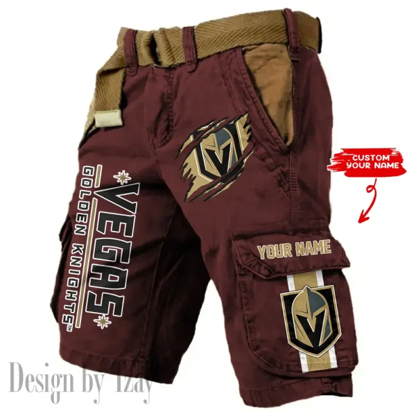 Vegas Golden Knights Pocket Print Cargo Shorts (Belt Not Included) trending 2025 S9MCS375