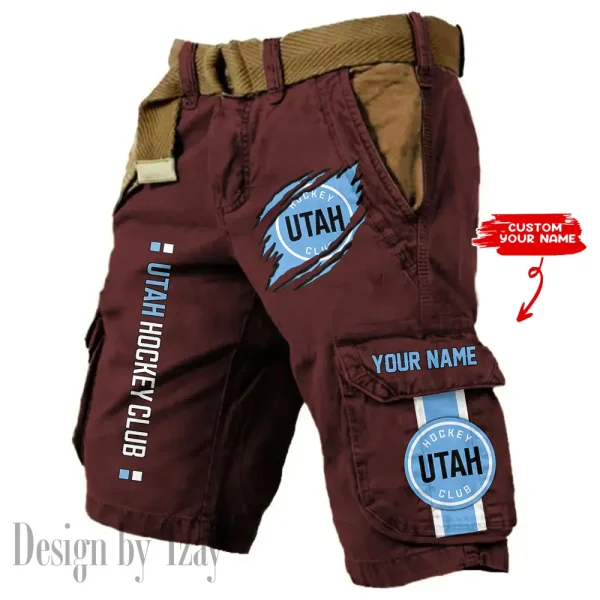 Utah Hockey Club Knights Pocket Print Cargo Shorts (Belt Not Included) trending 2025 S9MCS377