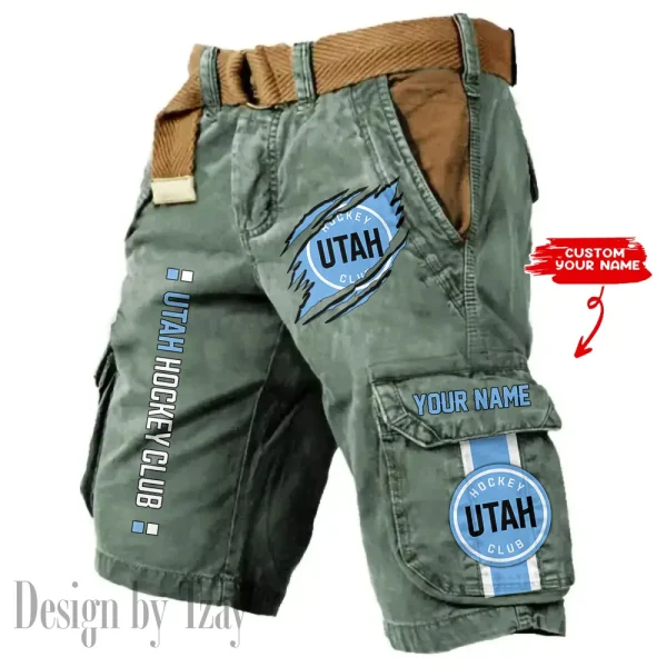 Utah Hockey Club Knights Pocket Print Cargo Shorts (Belt Not Included) trending 2025 S9MCS377 - Image 2