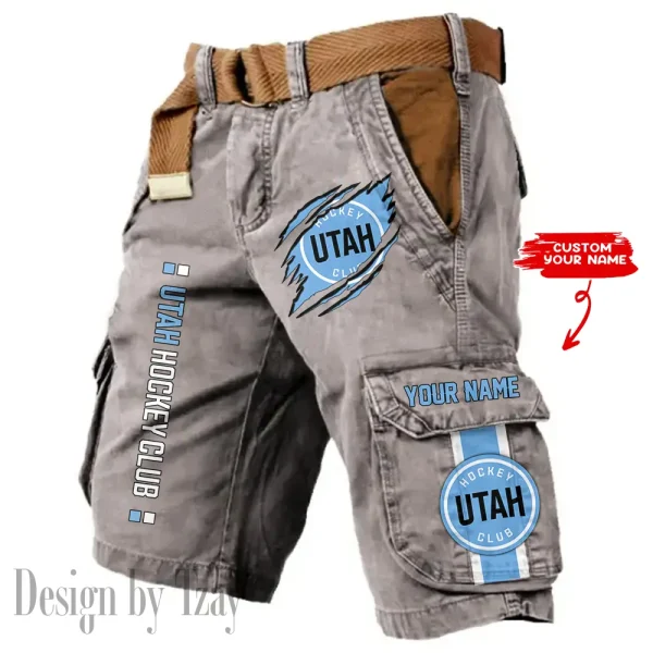 Utah Hockey Club Knights Pocket Print Cargo Shorts (Belt Not Included) trending 2025 S9MCS377 - Image 3