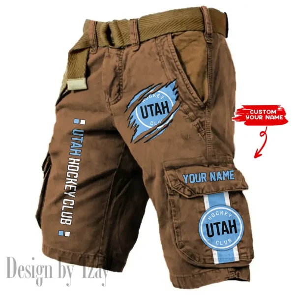 Utah Hockey Club Knights Pocket Print Cargo Shorts (Belt Not Included) trending 2025 S9MCS377 - Image 4