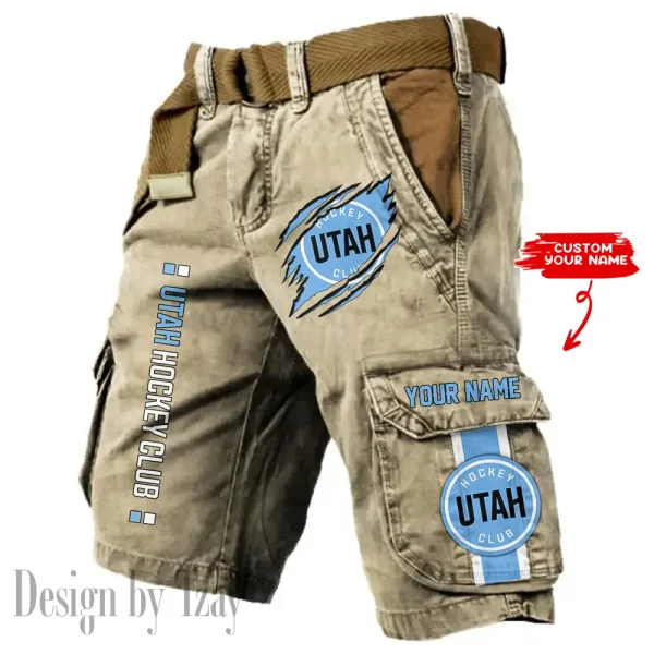 Utah Hockey Club Knights Pocket Print Cargo Shorts (Belt Not Included) trending 2025 S9MCS377 - Image 5