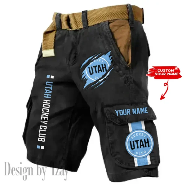Utah Hockey Club Knights Pocket Print Cargo Shorts (Belt Not Included) trending 2025 S9MCS377 - Image 6