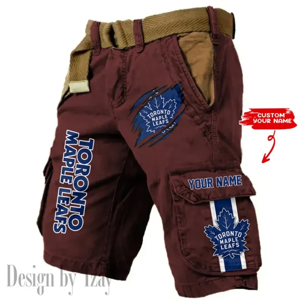 Toronto Maple Leafs Pocket Print Cargo Shorts (Belt Not Included) trending 2025 S9MCS378