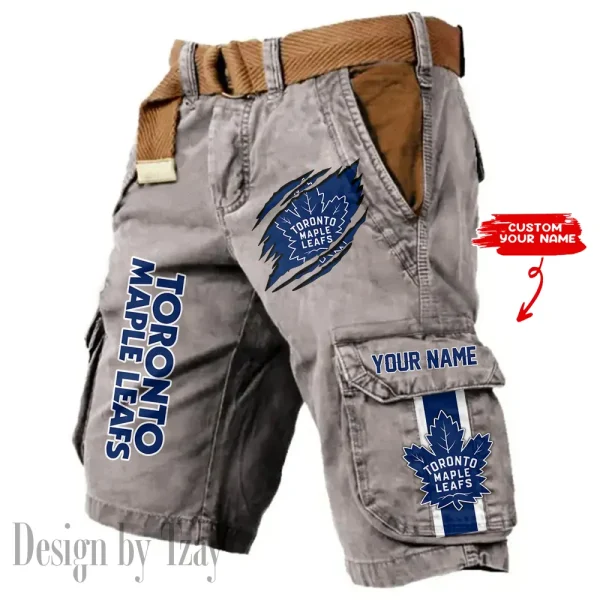 Toronto Maple Leafs Pocket Print Cargo Shorts (Belt Not Included) trending 2025 S9MCS378 - Image 3