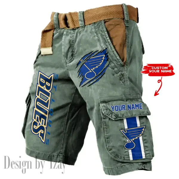 St. Louis Blues Pocket Print Cargo Shorts (Belt Not Included) trending 2025 S9MCS380 - Image 2