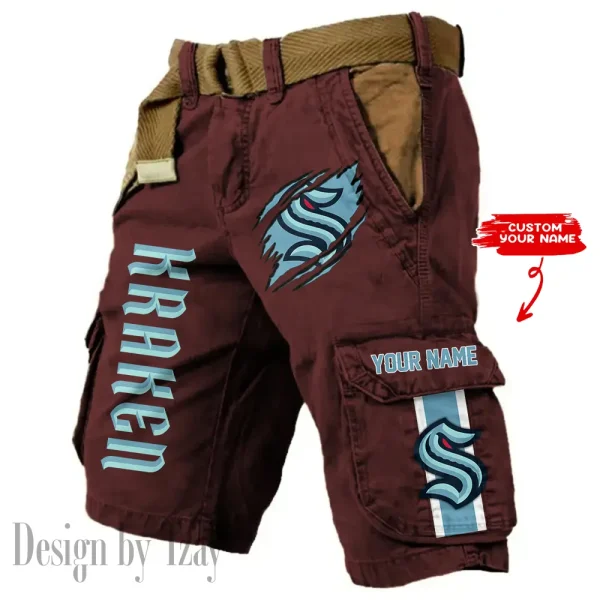 Seattle Kraken Pocket Print Cargo Shorts (Belt Not Included) trending 2025 S9MCS381