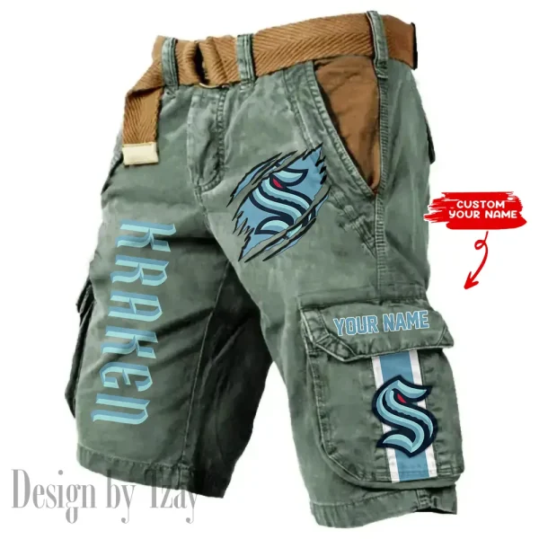 Seattle Kraken Pocket Print Cargo Shorts (Belt Not Included) trending 2025 S9MCS381 - Image 2