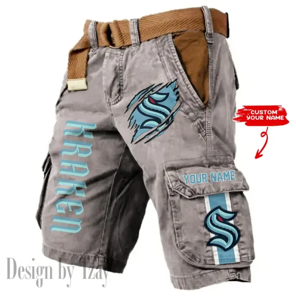Seattle Kraken Pocket Print Cargo Shorts (Belt Not Included) trending 2025 S9MCS381 - Image 3