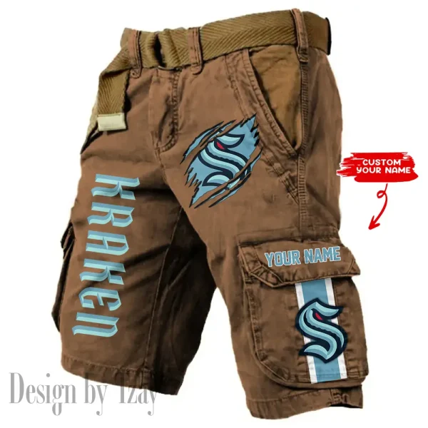 Seattle Kraken Pocket Print Cargo Shorts (Belt Not Included) trending 2025 S9MCS381 - Image 4