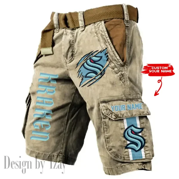 Seattle Kraken Pocket Print Cargo Shorts (Belt Not Included) trending 2025 S9MCS381 - Image 5