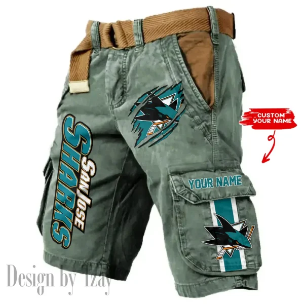 San Jose Sharks Pocket Print Cargo Shorts (Belt Not Included) trending 2025 S9MCS382 - Image 2