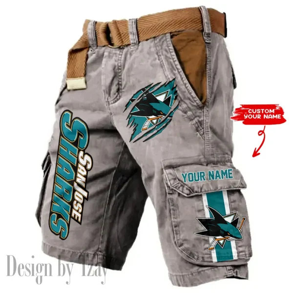 San Jose Sharks Pocket Print Cargo Shorts (Belt Not Included) trending 2025 S9MCS382 - Image 3