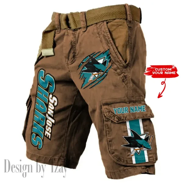 San Jose Sharks Pocket Print Cargo Shorts (Belt Not Included) trending 2025 S9MCS382 - Image 4
