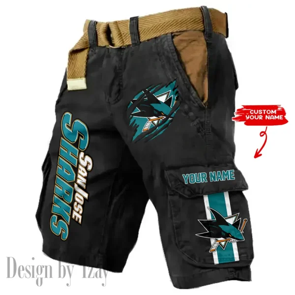 San Jose Sharks Pocket Print Cargo Shorts (Belt Not Included) trending 2025 S9MCS382 - Image 6