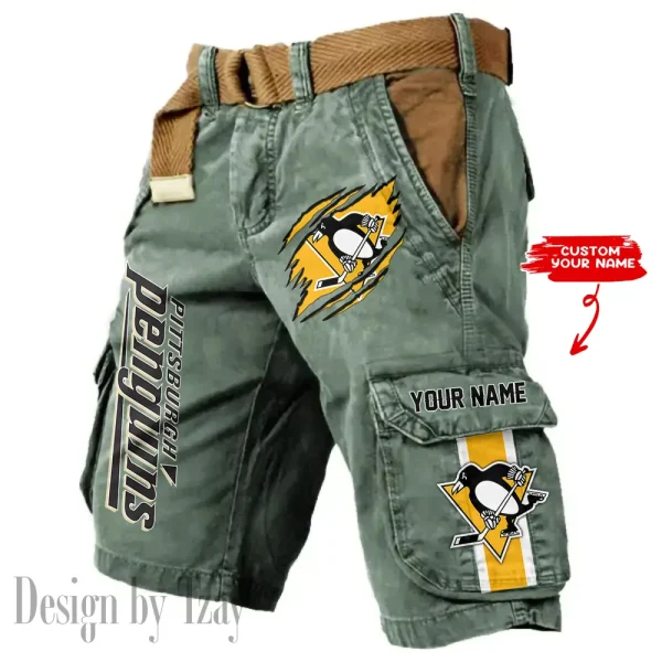 Pittsburgh Penguins Pocket Print Cargo Shorts (Belt Not Included) trending 2025 S9MCS383 - Image 2