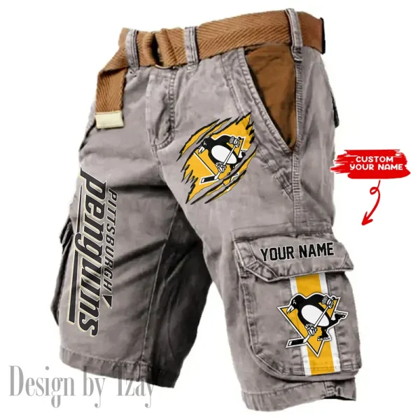 Pittsburgh Penguins Pocket Print Cargo Shorts (Belt Not Included) trending 2025 S9MCS383 - Image 3