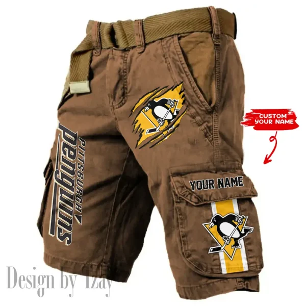 Pittsburgh Penguins Pocket Print Cargo Shorts (Belt Not Included) trending 2025 S9MCS383 - Image 4