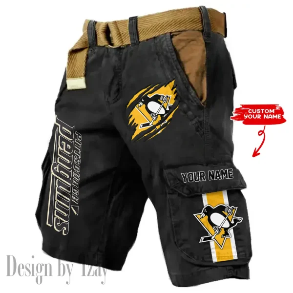 Pittsburgh Penguins Pocket Print Cargo Shorts (Belt Not Included) trending 2025 S9MCS383 - Image 6