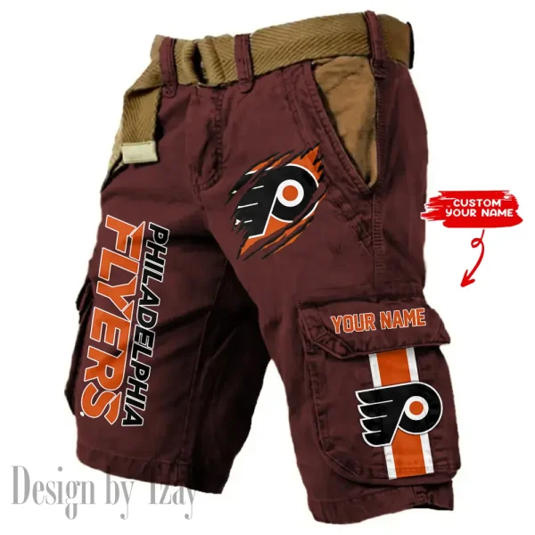 Philadelphia Flyers Pocket Print Cargo Shorts (Belt Not Included) trending 2025 S9MCS384