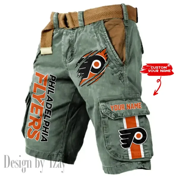 Philadelphia Flyers Pocket Print Cargo Shorts (Belt Not Included) trending 2025 S9MCS384 - Image 2