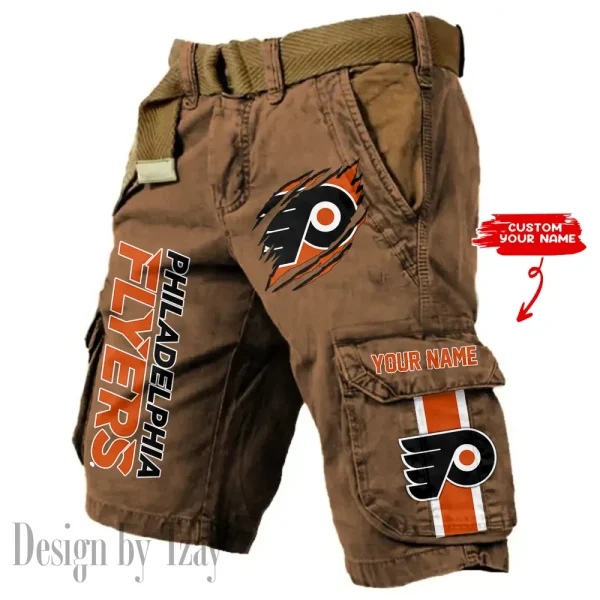 Philadelphia Flyers Pocket Print Cargo Shorts (Belt Not Included) trending 2025 S9MCS384 - Image 4
