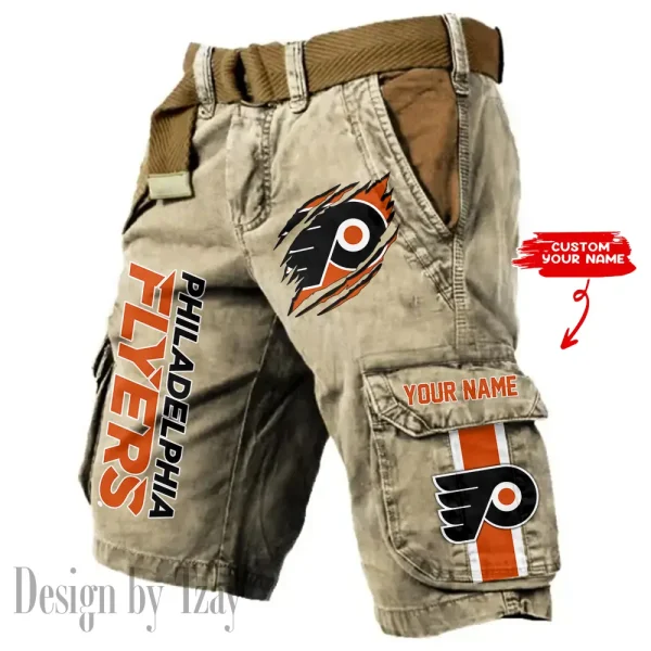 Philadelphia Flyers Pocket Print Cargo Shorts (Belt Not Included) trending 2025 S9MCS384 - Image 5