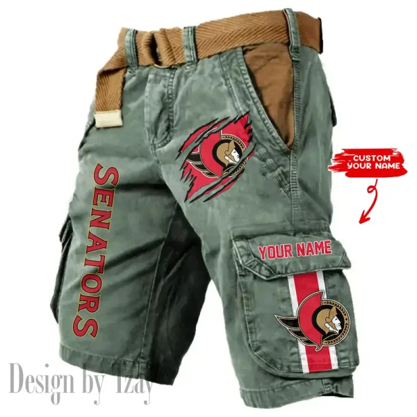 Ottawa Senators Pocket Print Cargo Shorts (Belt Not Included) trending 2025 S9MCS385 - Image 2