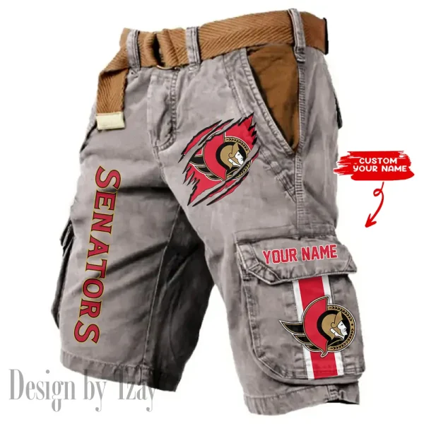 Ottawa Senators Pocket Print Cargo Shorts (Belt Not Included) trending 2025 S9MCS385 - Image 3