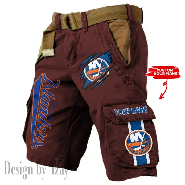 New York Islanders Pocket Print Cargo Shorts (Belt Not Included) trending 2025 S9MCS387
