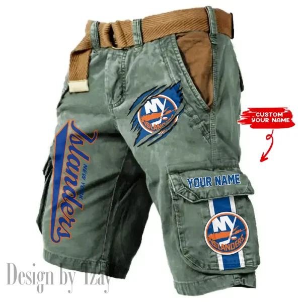 New York Islanders Pocket Print Cargo Shorts (Belt Not Included) trending 2025 S9MCS387 - Image 2