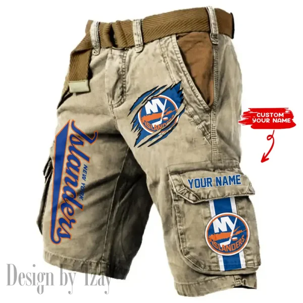 New York Islanders Pocket Print Cargo Shorts (Belt Not Included) trending 2025 S9MCS387 - Image 5