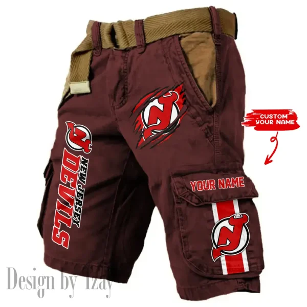 New Jersey Devils Pocket Print Cargo Shorts (Belt Not Included) trending 2025 S9MCS388