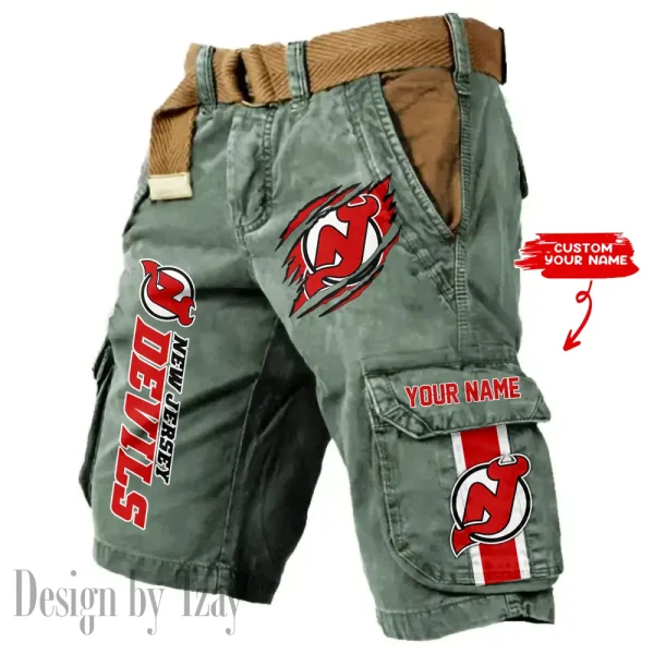 New Jersey Devils Pocket Print Cargo Shorts (Belt Not Included) trending 2025 S9MCS388 - Image 2