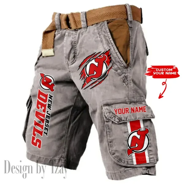 New Jersey Devils Pocket Print Cargo Shorts (Belt Not Included) trending 2025 S9MCS388 - Image 3