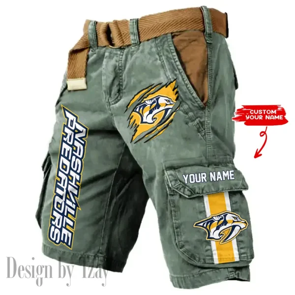 Nashville Predators Pocket Print Cargo Shorts (Belt Not Included) trending 2025 S9MCS389 - Image 2