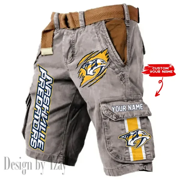 Nashville Predators Pocket Print Cargo Shorts (Belt Not Included) trending 2025 S9MCS389 - Image 3