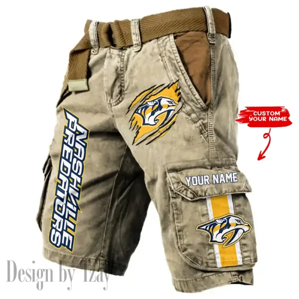 Nashville Predators Pocket Print Cargo Shorts (Belt Not Included) trending 2025 S9MCS389 - Image 5