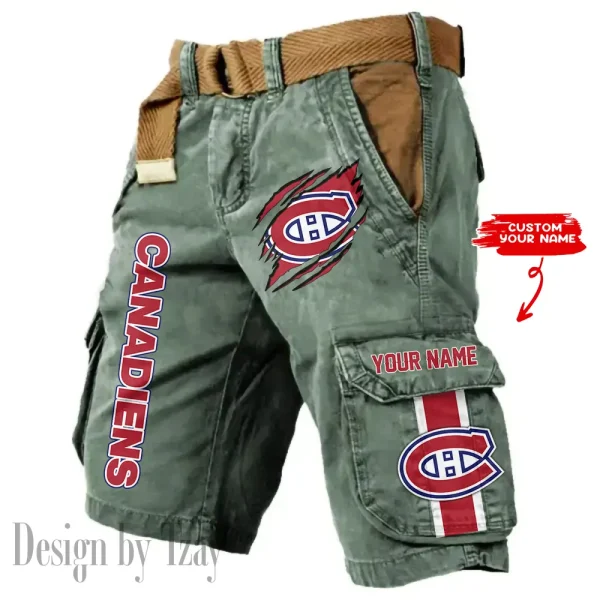 Montréal Canadiens Pocket Print Cargo Shorts (Belt Not Included) trending 2025 S9MCS390