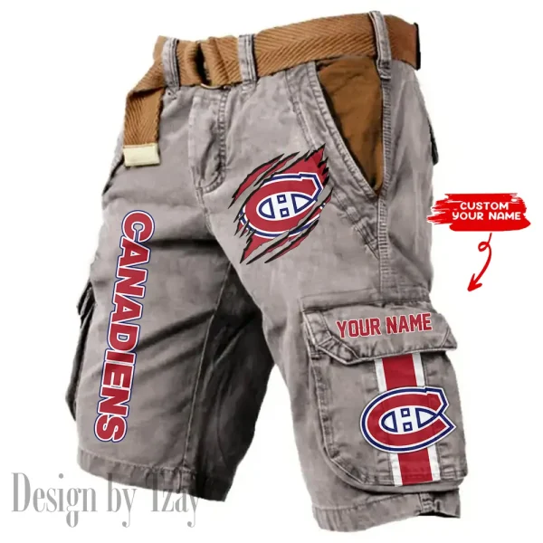 Montréal Canadiens Pocket Print Cargo Shorts (Belt Not Included) trending 2025 S9MCS390 - Image 3