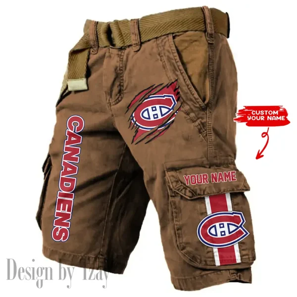 Montréal Canadiens Pocket Print Cargo Shorts (Belt Not Included) trending 2025 S9MCS390 - Image 4
