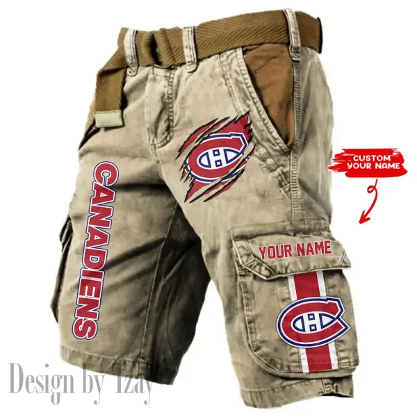 Montréal Canadiens Pocket Print Cargo Shorts (Belt Not Included) trending 2025 S9MCS390 - Image 5