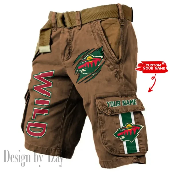 Minnesota Wild Pocket Print Cargo Shorts (Belt Not Included) trending 2025 S9MCS391 - Image 4