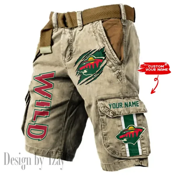 Minnesota Wild Pocket Print Cargo Shorts (Belt Not Included) trending 2025 S9MCS391 - Image 5