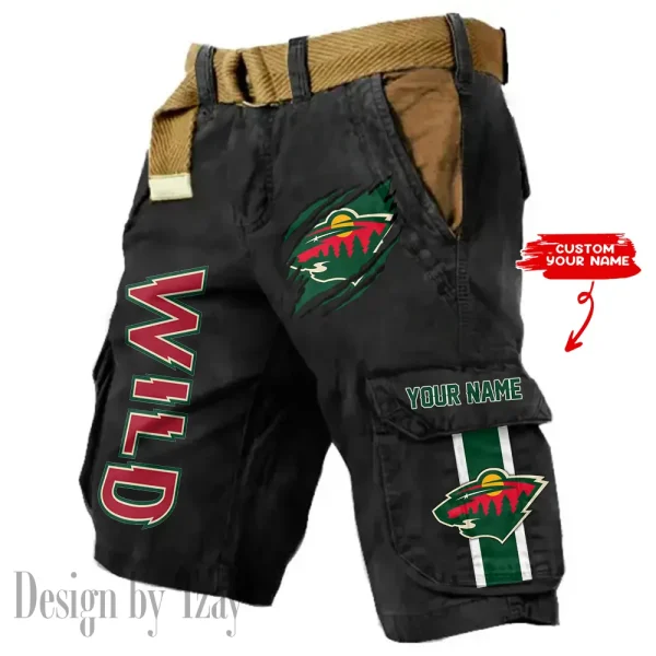 Minnesota Wild Pocket Print Cargo Shorts (Belt Not Included) trending 2025 S9MCS391 - Image 6