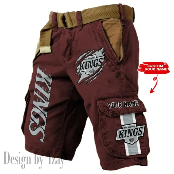 Los Angeles Kings Pocket Print Cargo Shorts (Belt Not Included) trending 2025 S9MCS392