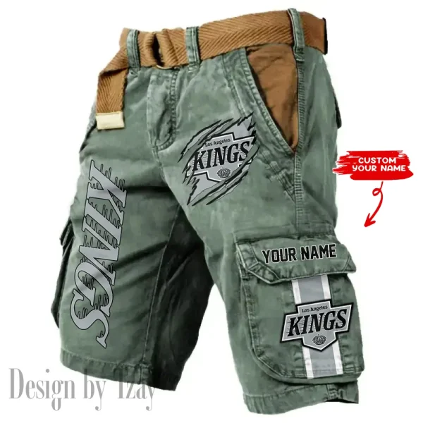 Los Angeles Kings Pocket Print Cargo Shorts (Belt Not Included) trending 2025 S9MCS392 - Image 2