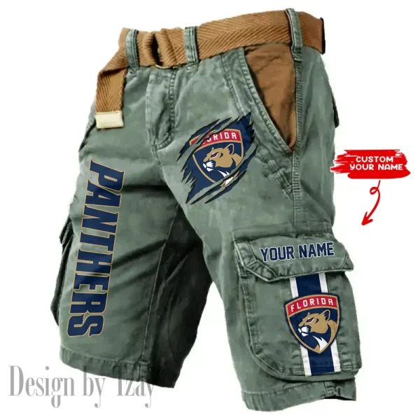 Florida Panthers Pocket Print Cargo Shorts (Belt Not Included) trending 2025 S9MCS393 - Image 2